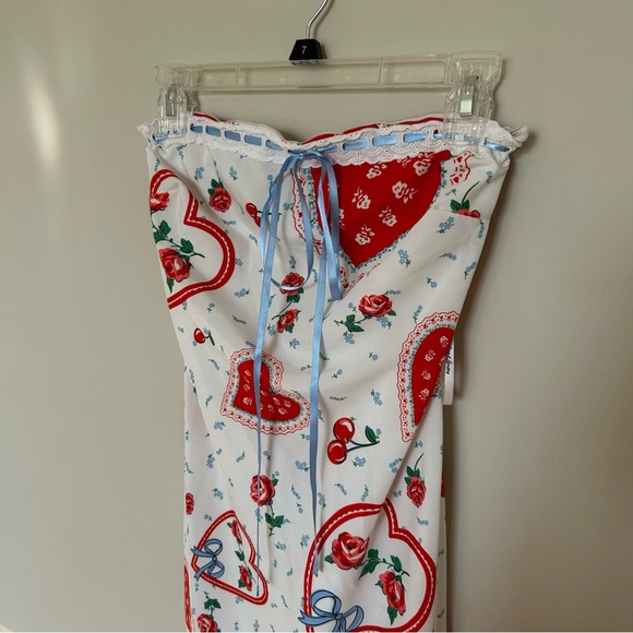 For Love & Lemons Daisy Mae Midi Dress in Red Motif - Picture 8 of 14